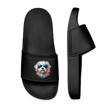 Maltese with sunglasses - Women’s Pool Sliders - black - Front