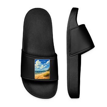 Indiana Dunes National Park Travel Poster Souvenir - Women’s Pool Sliders - black - Front