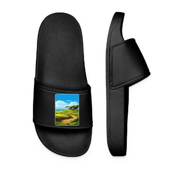 Sea Island Golfplatz Reiseposter Souvenir WPA - Frauen Badelatschen - Schwarz - Vorne