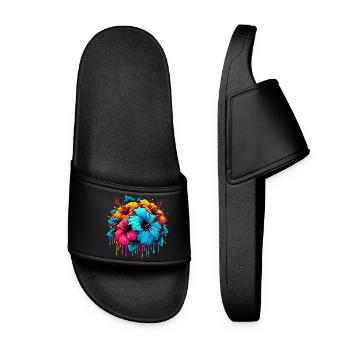 Hibiscus Flowers - Women’s Pool Sliders - black - Front