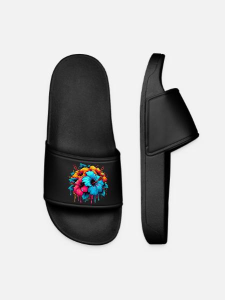 Hibiscus Flowers - Women’s Pool Sliders - black