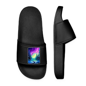 Aurores boréales Aurores boréales Islande Voyage WPA - Claquettes Femme - noir - Devant