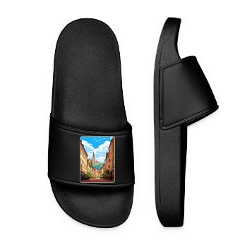 Heidelberg Germany Travel Poster Souvenir Paint WP - Women’s Pool Sliders - black - Front