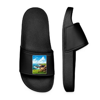 Lands End Cornouailles Angleterre Affiche de voyage souvenir - Claquettes Femme - noir - Devant