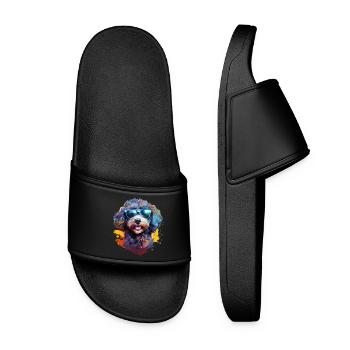 Kleinpudel mit Sonnenbrille - Frauen Badelatschen - Schwarz - Vorne
