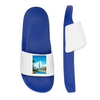 Illustration de la ligne d’horizon de Dubaï - Claquettes Femme - bleu roi - Devant