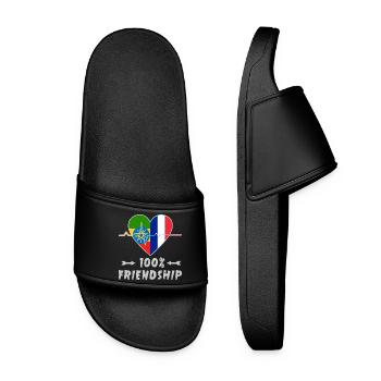 Ethiopia and France 100% friendship - Women’s Pool Sliders - black - Front