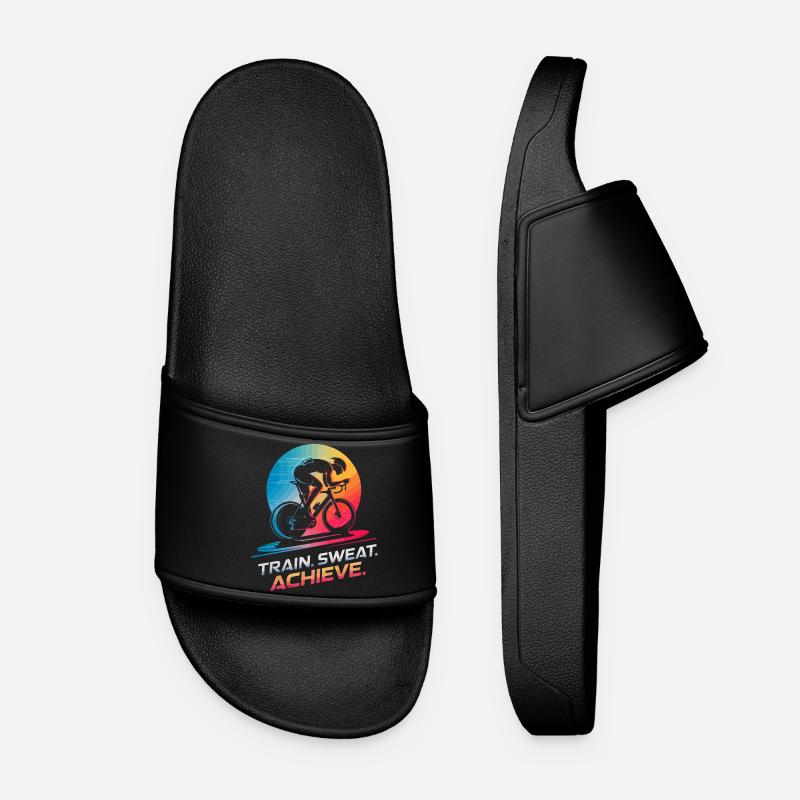 Train. Sweat. Achieve. Indoor cycling trainer - Women’s Pool Sliders - black