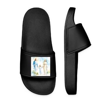 Heilige Familie Religiöses Porträt - Die Heilige Familie - Frauen Badelatschen - Schwarz - Vorne