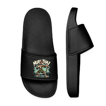 Muay Thai Tiger Boxe thaïlandaise Boxe Cadeau - Claquettes Femme - noir - Devant