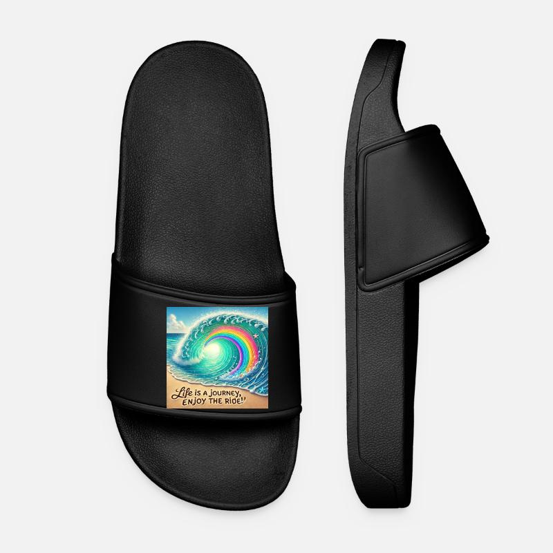 Wave Journey Rainbow Swirl - Women’s Pool Sliders - black