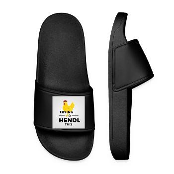 Chicken "Trying to hendl this" - Women’s Pool Sliders - black - Front