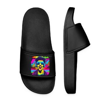 80s Party Vintage Theme Party - Women’s Pool Sliders - black - Front