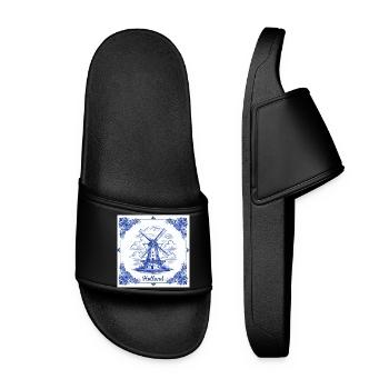 Tuile de moulin à vent bleu de Delft - Claquettes Femme - noir - Devant