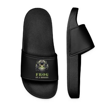 Military frog in action - Women’s Pool Sliders - black - Front