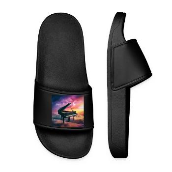 Fantastic concert grand piano in the cloudy sky - Women’s Pool Sliders - black - Front