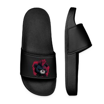 Ours en peluche punk mignon - Claquettes Femme - noir - Devant