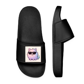 Cooler Bubbli mit Sonnenbrille und frechem Grinse - Frauen Badelatschen - Schwarz - Vorne