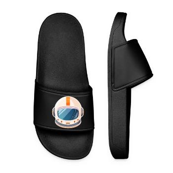 Retro Weltraum Helm - Frauen Badelatschen - Schwarz - Vorne