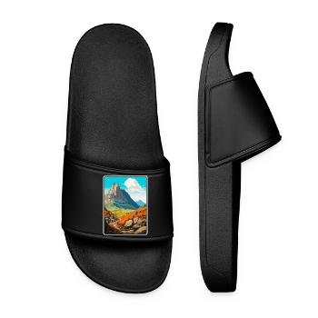Dolomites Italy Mountain Landscape Illustration - Women’s Pool Sliders - black - Front