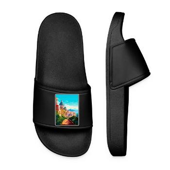 Cagliari Italie Méditerranée lever de soleil Affiche de voyage - Claquettes Femme - noir - Devant
