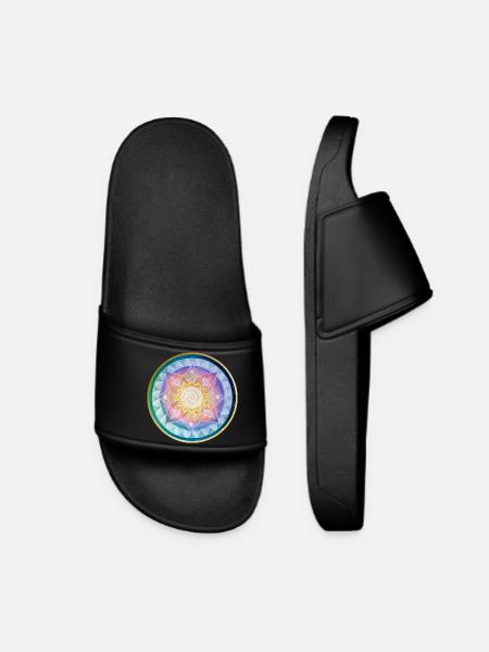 Harmonious mandala meditation design - Women’s Pool Sliders - black