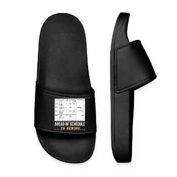 Ahead of Schedule... In Rework (Funny Gantt Chart) - Women’s Pool Sliders - black - Front