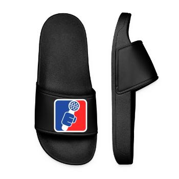 Microphone Check League Icon – Sports Fan - Women’s Pool Sliders - black - Front