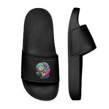 Neon Gasmaske Punk Porträt - Frauen Badelatschen - Schwarz - Vorne