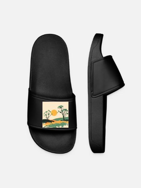 Solar Horizon and Pines - Women’s Pool Sliders - black