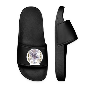 Snow Globe Deer - Women’s Pool Sliders - black - Front