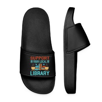 Buchliebhaber Geschenk für Bibliothek - Frauen Badelatschen - Schwarz - Vorne
