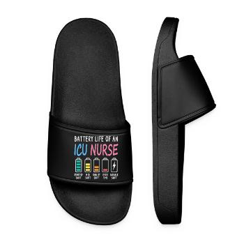 Niveau de batterie d’une infirmière en soins intensifs Humour - Claquettes Femme - noir - Devant