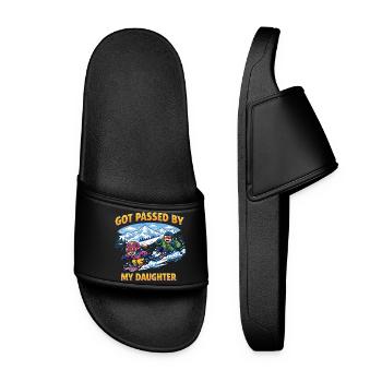 Skiing Got Passed by My Daughter Family Trip - Women’s Pool Sliders - black - Front