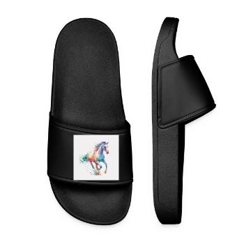 Explosion aquarelle du cheval arc-en-ciel - Claquettes Femme - noir - Devant
