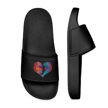 Handball Player Heart - Women’s Pool Sliders - black - Front