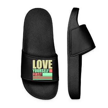 Love Yourself First Self-Love Self-Care - Women’s Pool Sliders - black - Front
