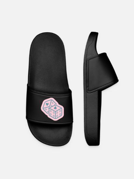 Cube de cœur en rose pastel - Claquettes Femme - noir