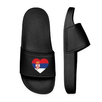 Serbia Heart - Women’s Pool Sliders - black - Front