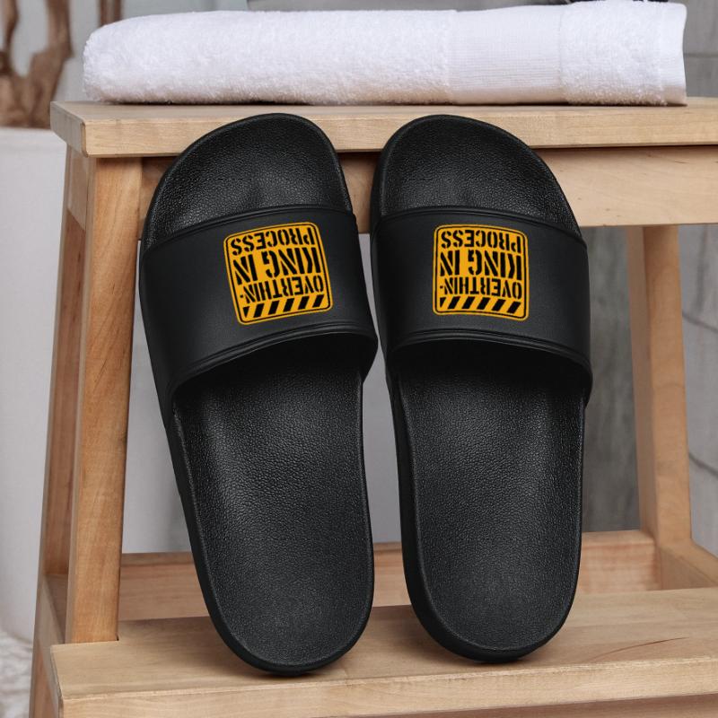 Overthinking In Process Funny Brooding Saying Logo Women’s Pool Sliders