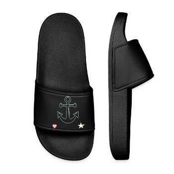 Motif Anchor Lines Étoile en forme de cœur - Claquettes Femme - noir - Devant