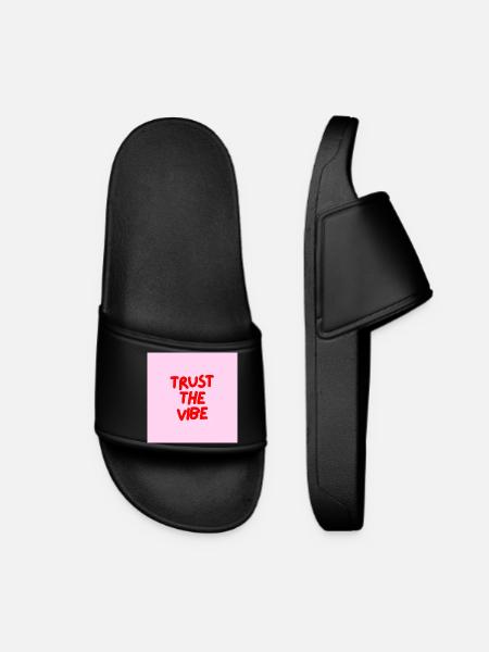 Minimalist TRUST THE VIBE Graphic Tee Design - Claquettes Femme - noir