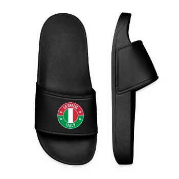 La Spezia Italy Circular Flag Logo - Women’s Pool Sliders - black - Front