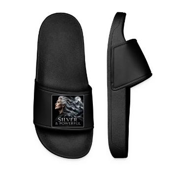 Proud Silver Sister Grey Hair Power - Women’s Pool Sliders - black - Front
