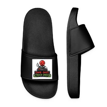 Game Over Touch Grass Pixel - Women’s Pool Sliders - black - Front