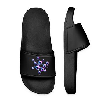 Liquid Metal Molecule Art - Women’s Pool Sliders - black - Front