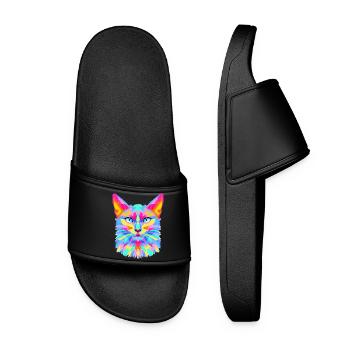 Geometric Cat Burst - Women’s Pool Sliders - black - Front