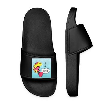 Pop Art : Poissons Accrocs Humour - Claquettes Femme - noir - Devant