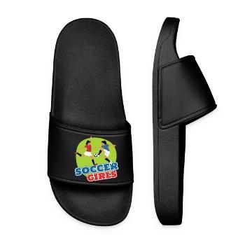 Soccer Girls - Frauen Badelatschen - Schwarz - Vorne