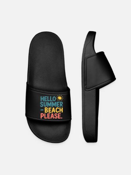 Hello Summer – Beach Please! - Women’s Pool Sliders - black